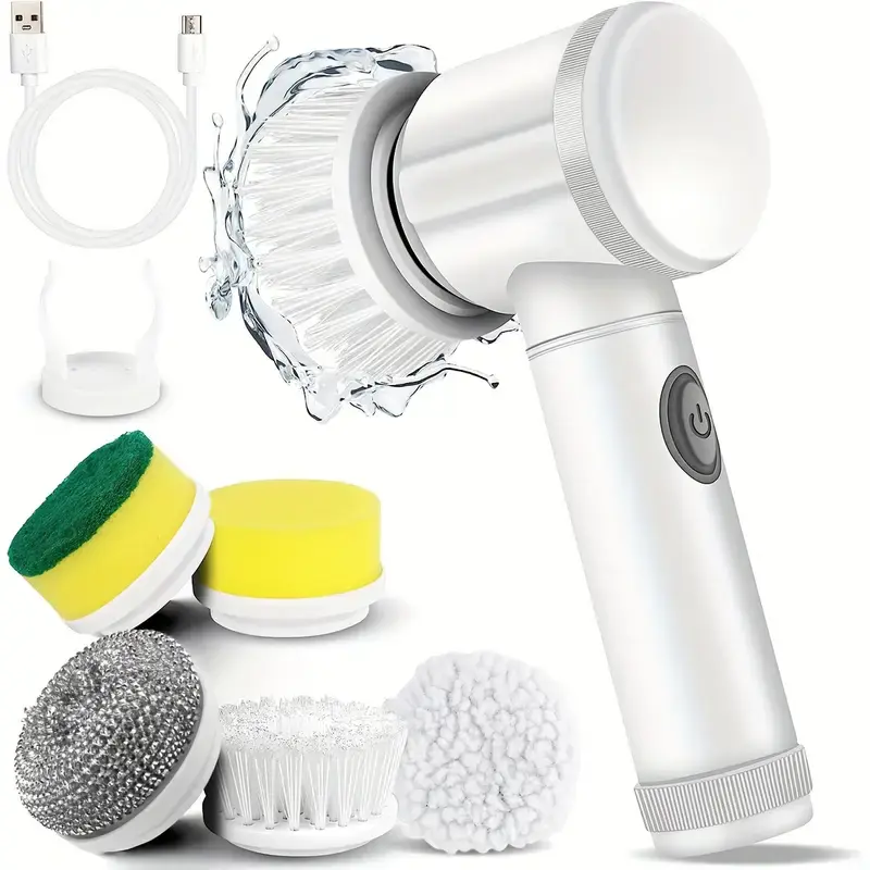 1/2set, 5pcs Replaceable Brush Heads Accessories Kit For Electric Spin Scrubber, Power Scrub Brush, Replaceable Brush Heads For Tubs, Floors, Walls, Tiles, Bathrooms, Windows, Sinks, Cleaning Accessories, Cleaning Supplies, Ready For School
