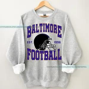 [Sale Up To 50%] Baltimore Football Vintage Sweatshirt, Retro Raven Crewneck, Oversized Football Sweatshirt, Baltimore Football Fan Gift, Gift For Fan, Trendy USA Cotton Fabric