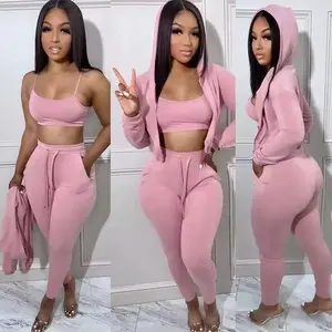 Pink Hoodie and Crop Top Set for Women - Comfortable and Stylish Outfit