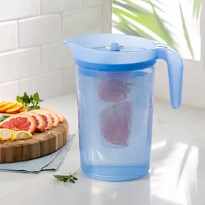 Tupperware Sturdy Pitcher Tea Kettle with Push-Button Lid, Large Capacity, Optimal Angling for Easy Storage & Pouring, Classic Design Kitchen Drinkware Jugs