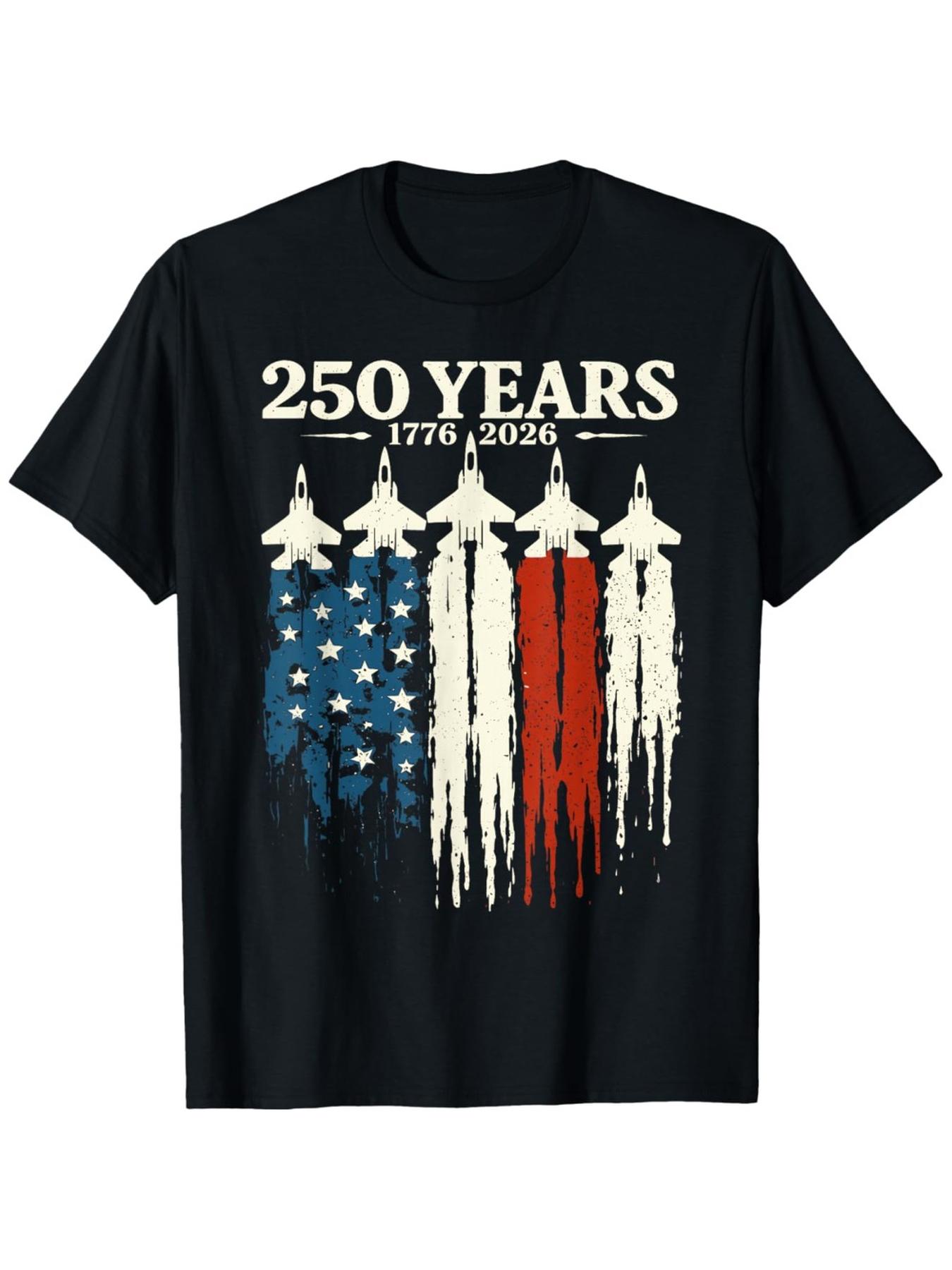 Flag Vintage 250 Years American 1776 2026 250th USA Birthday T-Shirt| Comfort Fit Men'S Tee, Crew Neck, Ultra Soft, Breathable, Moisture Wicking, Casual Summer Tee, Must-have Fashionable Tee