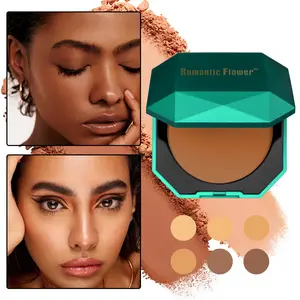 Single Layer Pressed Powder Compact for Dark Skin, Waterproof Finishing Powder, Waterproof Sweatproof, Full Coverage Concealer, Helps Set Foundation Makeup, Waterproof Face Powder, Makeup Setting Powder