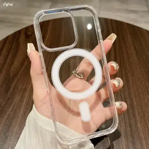 For iPhone 16 Pro Max Luxury Magsafe Magnetic Transparent Frame Phone Case For iPhone 11 12 13 14 15 Plus 16E X Protective Cover