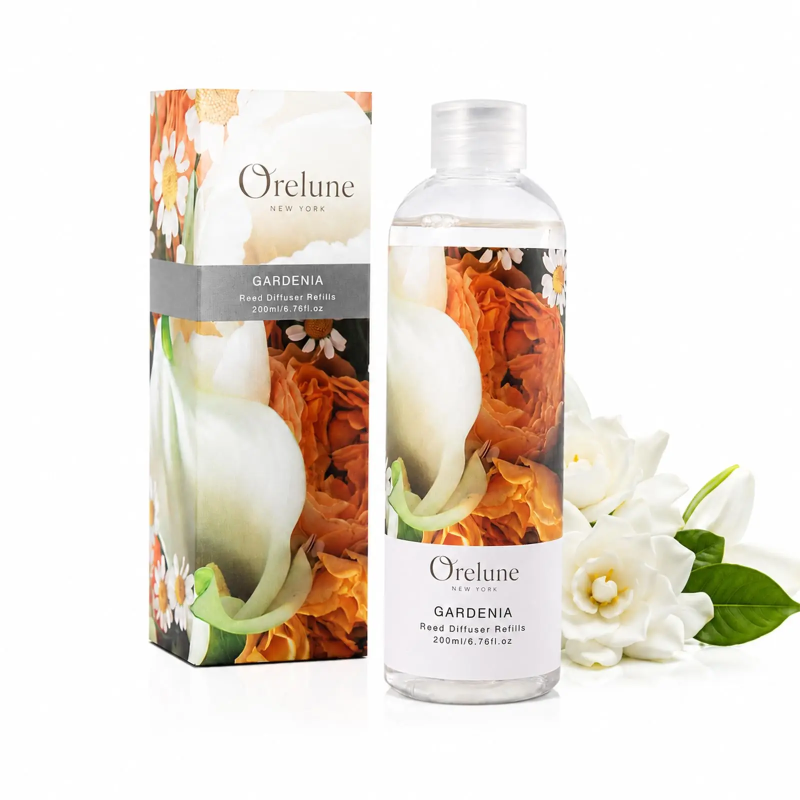 Reed Diffuser Essential Oil Refill Gardenia Floral - 200ml Scented Oil for Home Aromatherapy Bedroom Decor