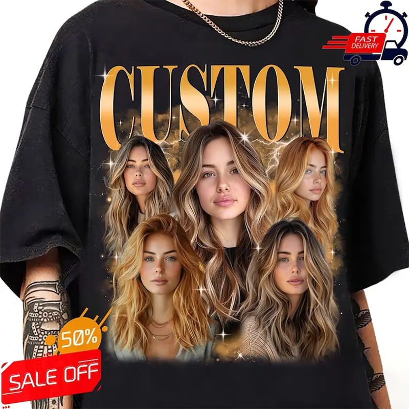 Custom Bootleg Rap Tee, Custom Photo - Vintage Graphic 90s Tshirt, Custom Photo Shirt, CUSTOM Your Own Bootleg Idea Here, Insert Your Design Personalized Casual Cotton Menswear T-Shirt