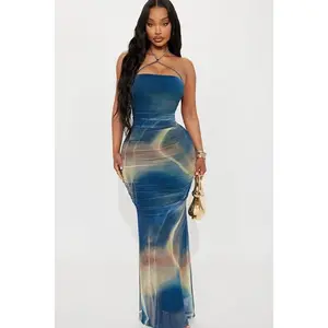 Kennedy Halter Maxi Dress - Blue/combo J