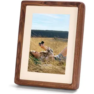 Walnut Picture Frame 4x6 5x7, Wood Tabletop Photo Frame with Decorative Joinery Corners, Horizontal or Vertical Display (Walnut, For 4x6 / 5x7 Photo)