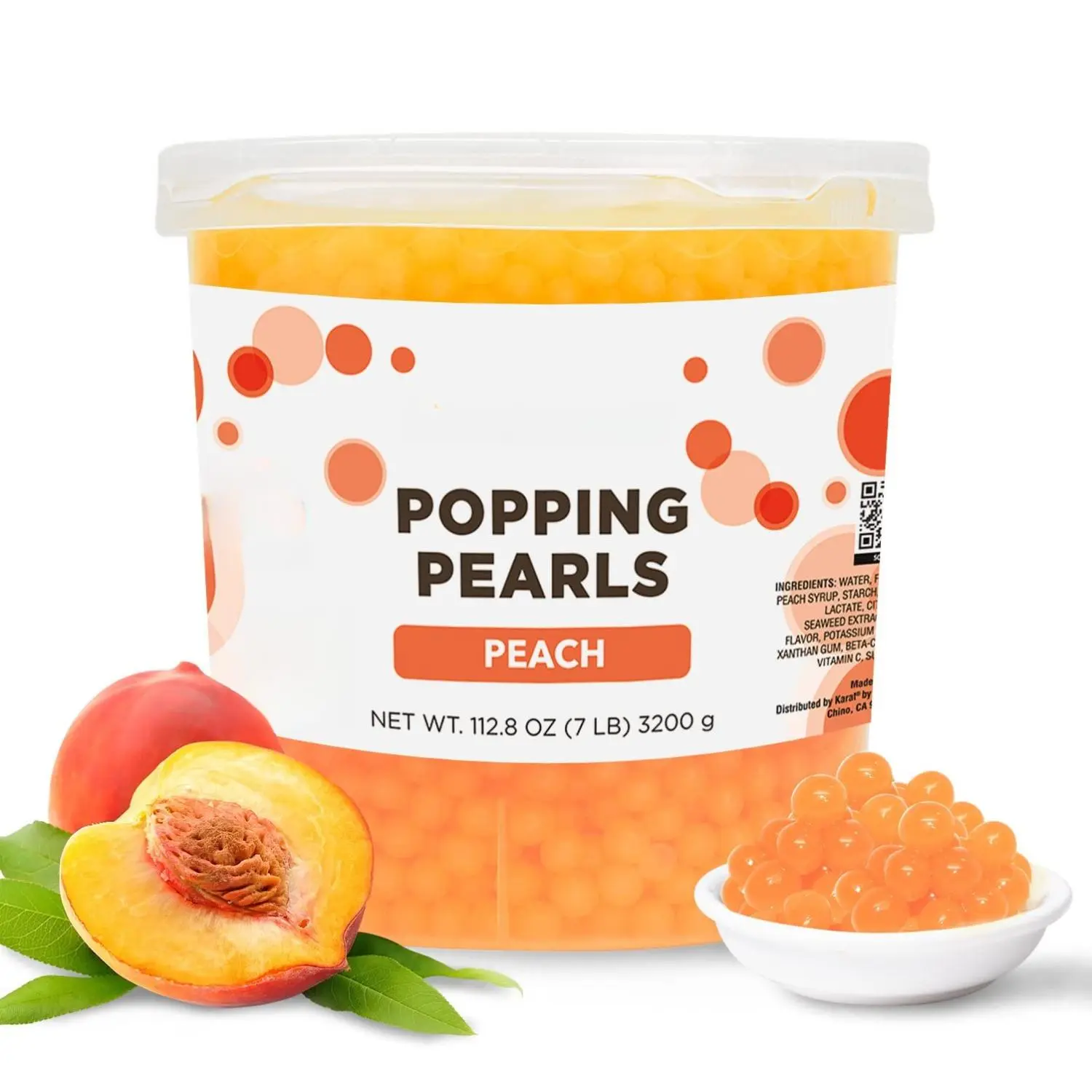 Peach Popping Pearls for Boba Tea Beverages Sweets Ice Cream Topping 7 Pounds Flavor Packed Juicy Pearls B2061 - Lemon