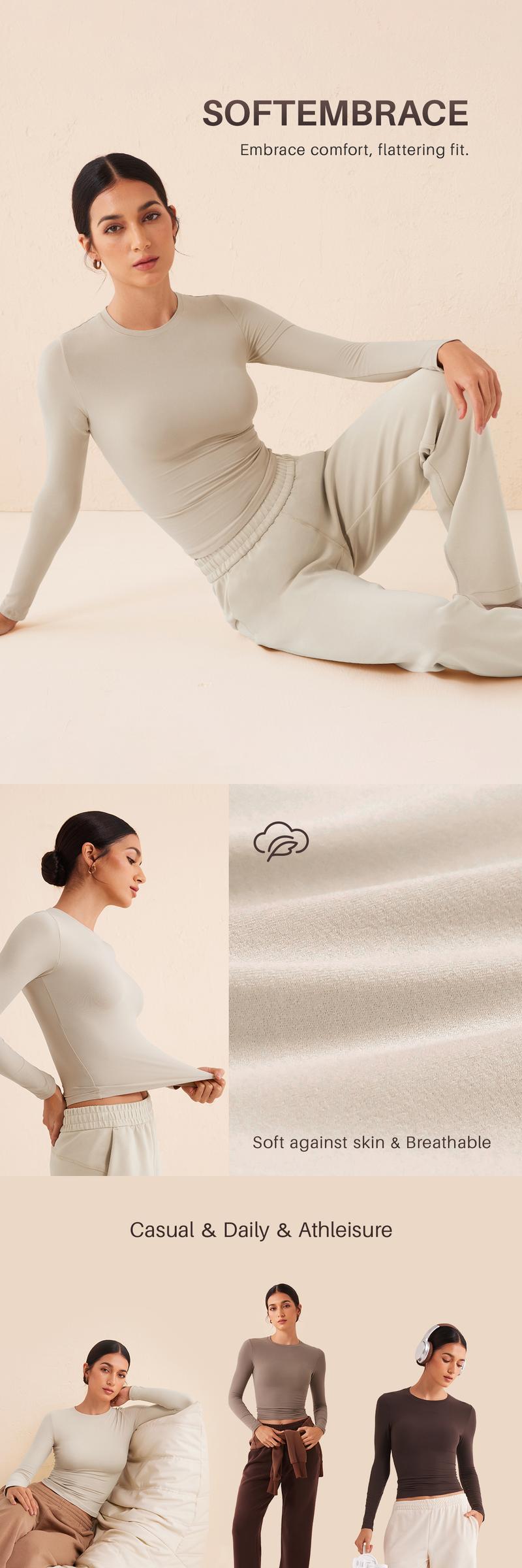 CRZ YOGA Softembrace Tight Fit Long Sleeve - Casual Going Out Soft Basic Tops