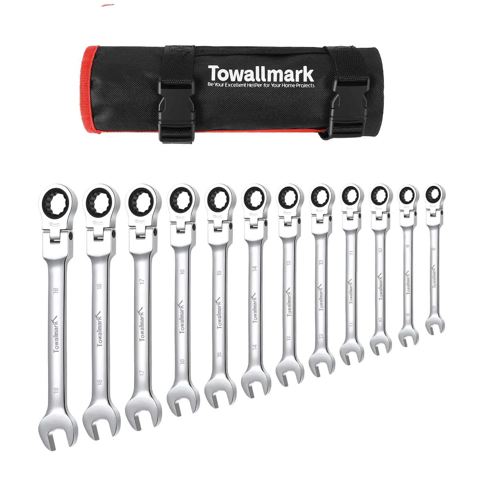 12-Pieces Flex Head Ratcheting Wrench Set