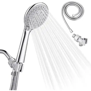 Detachable Handheld Shower Head with Hose - High pressure 5 Functions Showerheads Hand Held Shower Heads,Extra Long 4.7 ft. Stainless Steel Hose and Holder.