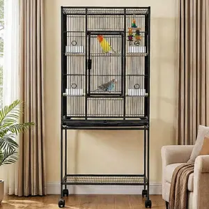 54" H Large Bird Cage, Bird Cage with Rolling Storage Stands, Feed Bowls, Wide Tall Parrot Cage for Parakeets, Conures, Cockatiel, Cockatoo