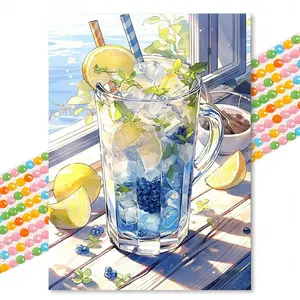 Lemon Water Pattern DIY Diamond Art Painting Kit without Frame, 5D Diamond Art Painting Kit for Adults & Teenager, DIY Decor Painting for Home Bedroom Living Room, Diamond Pattern Design