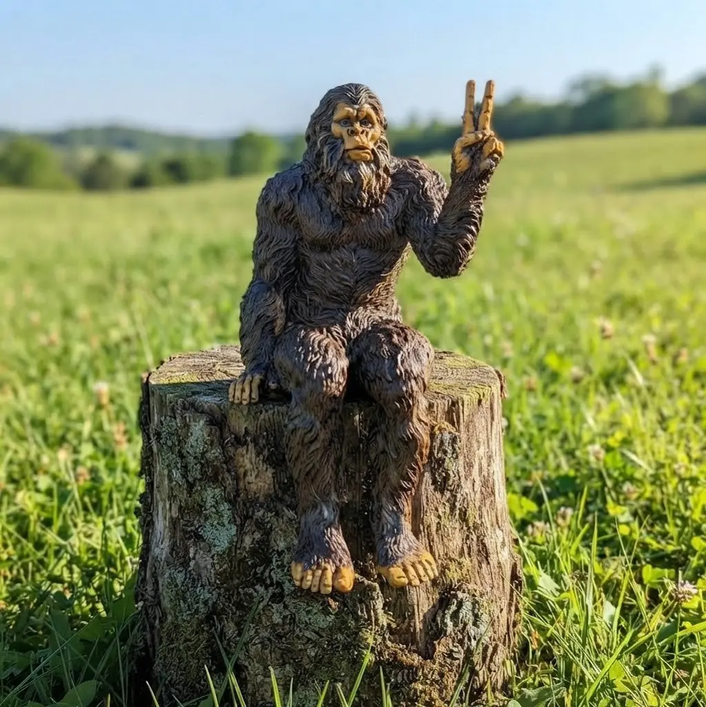 Hand-Painted Bigfoot Sasquatch Shelf Sitter Figurine - Realistic   Statue, Patio Railing Accent, Ideal Gift for Cryptid Enthusiasts garden decor supply funny decoration sculpture