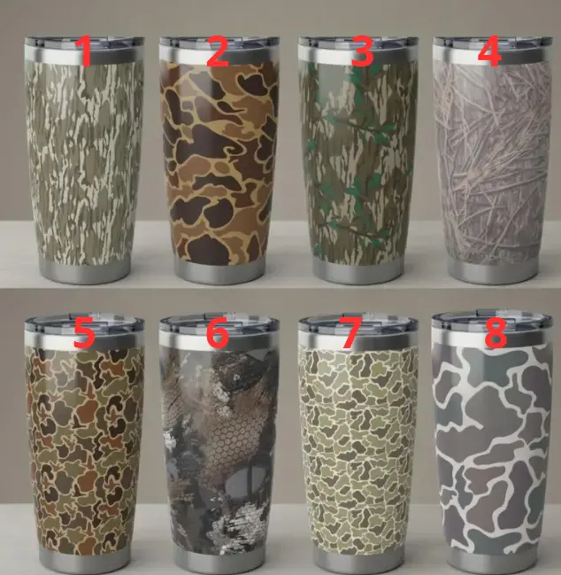 [Camo Hunting Style] Camo Tumbler 20oz Stainless Steel Insulated Travel Mug, Camouflage Outdoor Coffee Cup with Lid, Thermal Drink Tumbler for Hunting Camping Fishing, Reusable Cold Hot Beverage Holder, Gift for Hunters Men