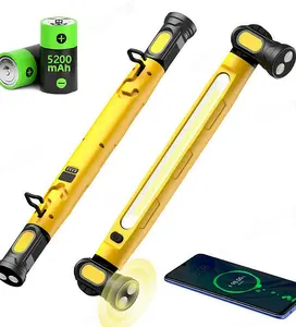 【FathersDayGift】Auto On/Off LED Work Light, 3000LM Super Bright Under Hood Working Light, 5200mAh Rechargeable Magnetic Cordless Job Site Light with Hooks, Portable Mechanic Light for Car Repair, Garage & Workshop - Yellow