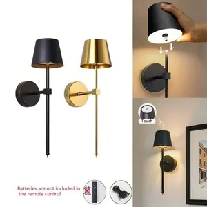 2-Pack LED Rechargeable Wall Lamps, /golden, Touch Control, USB Charging, Remote Included, for Bedroom Corridor Decor