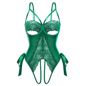 Avidlove Lingerie for Women One Piece Lingerie Cutout Underwire Bodysuits Mini Lace Body Suit Lace-Up Back