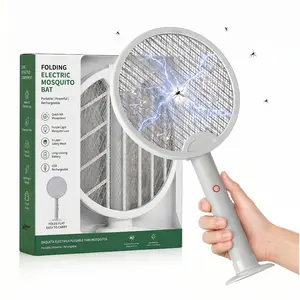 2-in-1 Foldable Electric Fly Swatter, Portable Bug Zapper Racket & Mosquito Trap with Purple Attractant Light, Instant Kill for Gnats, Mosquitoes & Flies, USB Rechargeable with Standing Base & Cable, 3-Layer Safety Mesh for Indoor, Home, Camping tiktoksho