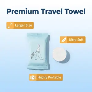 Premium Compressed Travel Towel, Larger Size Ultra Soft Disposable Cotton Towel, Highly Portable Individually Wrapped Clean Towel For Travel, Camping, Hotel, Daily Use Set
