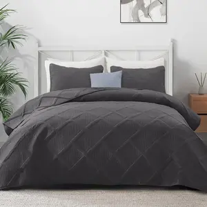 Quilt King Size, 3 Grey King Quilt, Lightweight Quilts Bedspreads Striped Coverlets for Seasons