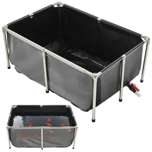 Canvas Fish Pond Above Ground Koi Tank 126.8 Gallons With Clear Viewing Panel For Outdoor Garden Ponds Durable Weather Resistant Construction Easy To Set Up Safe For Koi And Freshwater Fish