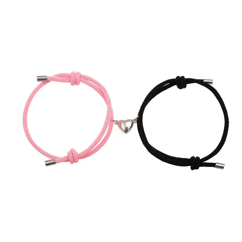 Casual Simple Plain Color Magnetic Heart Charm Bracelet for Women & Men, Fashion Jewelry for Party, Daily Clothing Decor, Matching Bracelets, Couple Friendship Family Bracelet