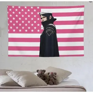 Caitlin Arcane Tapestry Anime Wall Hanging Pink American Flags Room Living Room Dorm Decor Aesthetic Cute Gift Tapestries