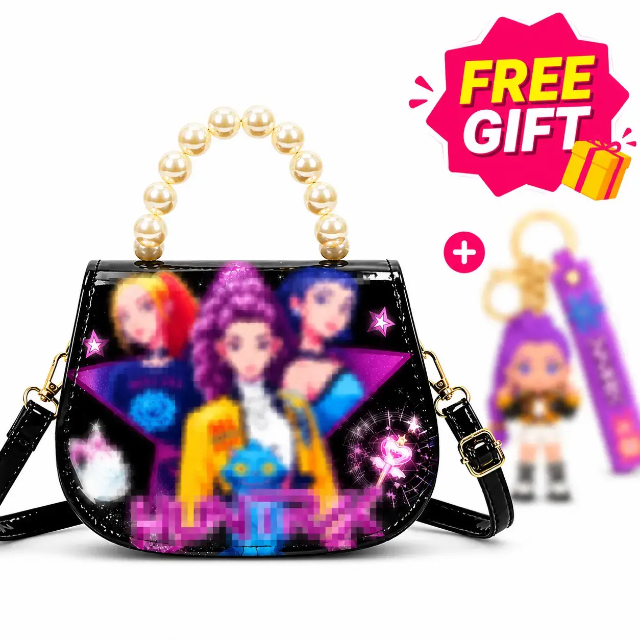 Artsy Chic Micro Crossbody Artsy Bag for Girls - Pearl Handle, Lightweight No-Bulk Purse, Adjustable Strap, Convertible Design, Doll Accessory Included, Ideal for Young Fans, Party Gift
