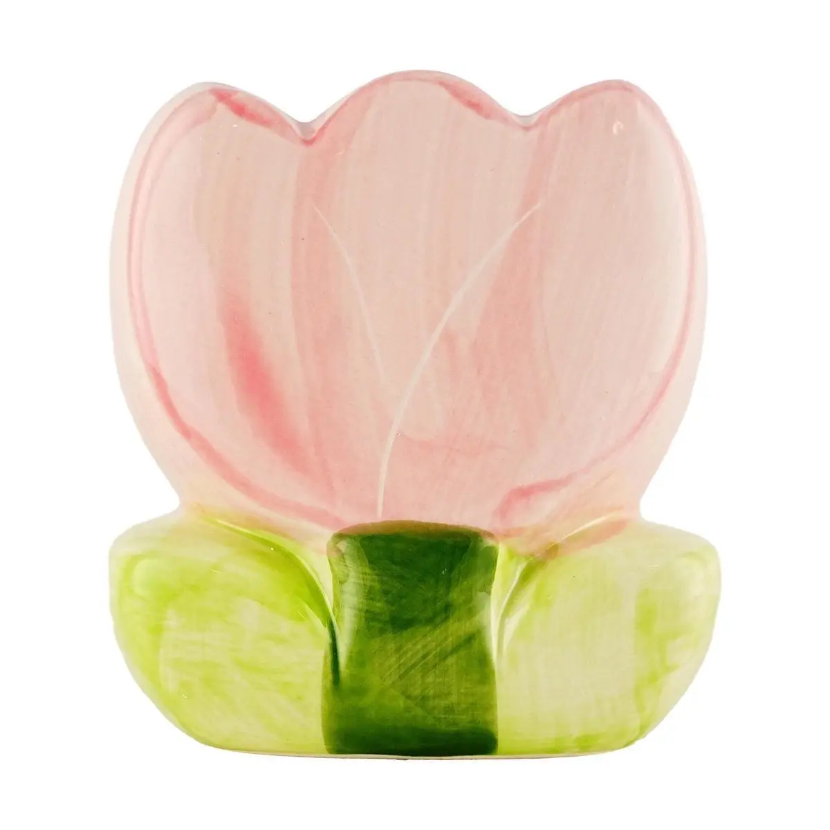Golden Lion Pink Tulip Ceramic Pen Holder - Makeup Brush Organizer, Desk Decor, Desktop Storage Container 11.3*6.9*12.2CM