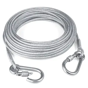 Tresbro 30ft Reflective Tie Out Cable for Dogs, Steel Wire Lead Leash with Stainless Buckle, Lightweight and Durable, Ideal for Outdoor Use