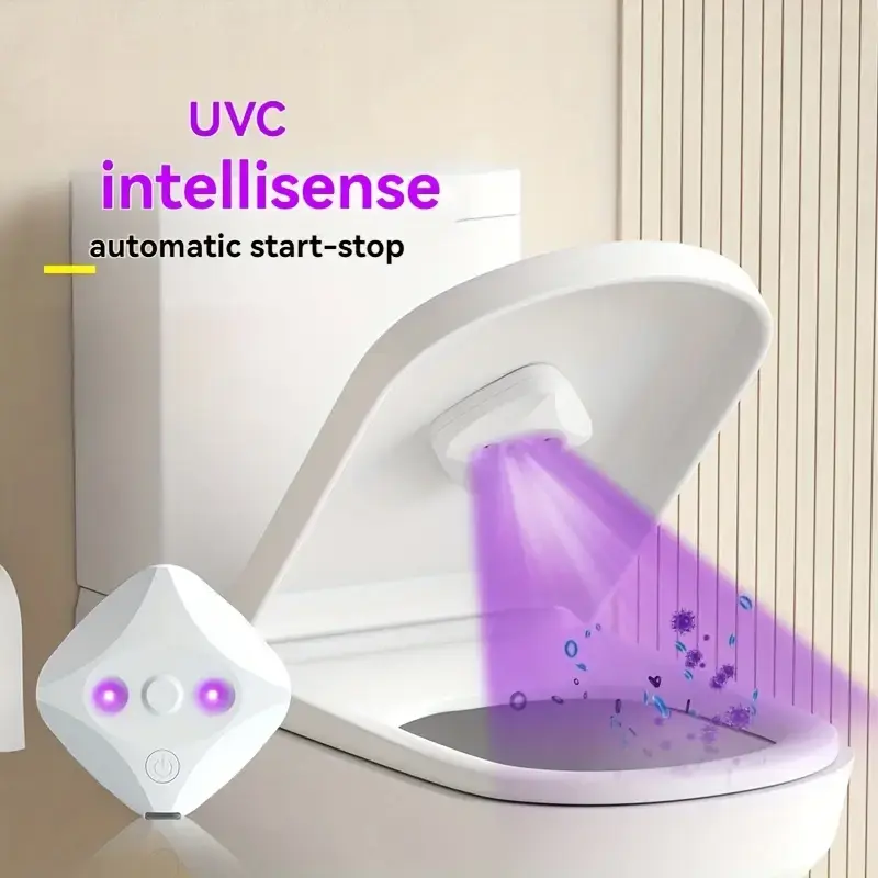 Rechargeable Smart Toilet Seat Cleaner - Compact Silicone-Plastic Odor-Proof Purifier with LED Light, Easy-Install Portable Household Cleaning Supplies, Multi-Purpose Deodorizer for Home & Travel, Gift Option, Fast Ship