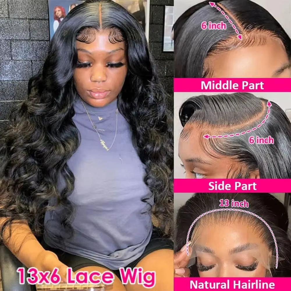 13x6 Lace Front Wigs Human Hair Pre Plucked 180 Density 13x4 HD Body Wave Lace Front Wigs Human Hair Brazilian Lace Frontal Wigs Human Hair wigs for Women Glueless Wigs Human Hair Pre Plucked Black Color