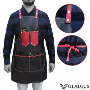 New Red & Black Salon Hairdressing Leather Apron for Barber Hairstylist - Full Coverage Front and Back Cape Adjustable Kitchen Tool