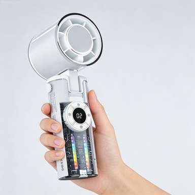 2026 World Cup Tailgate Fan: Ice-Cool 13000RPM, 199 Adjustable Speeds, 4-Color RGB Lights, 3H Battery, Clear Turbo Mechanics /O