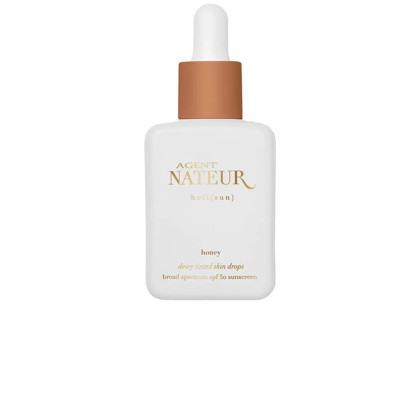 Agent Nateur Holi (Sun) Vegan Cruelty-Free Zinc Oxide Facial Tinted Drops Sunscreen - Honey Shade, Lightweight, Moisturizing, Buildable Coverage, SPF Protection, for All Face & Body Use