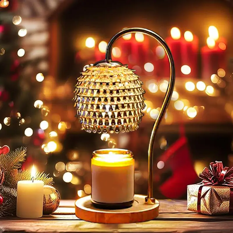 Candle Heat Lamp with Timer, Wax Melt Heater Electric Candle Heat Lamp, Home Decor Cozy Home Warming Gift, Gold 0