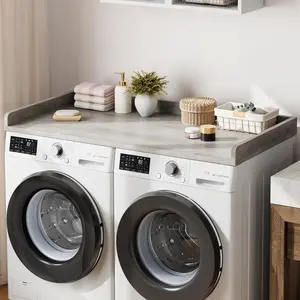 54.3" x 27.6" Wooden Washer Dryer Countertop with Edge Rails – Laundry Room Organization and Storage Topper for Washer and Dryer