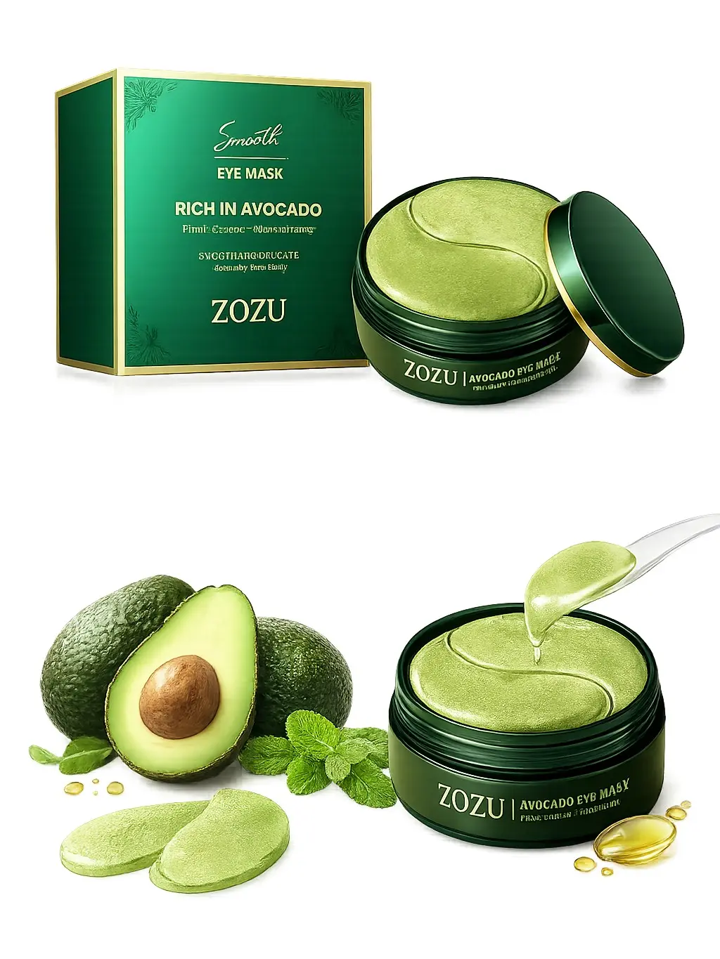 120pcs Avocado & Gold Under Eye Patches - AM Brightening & Hydrating, PM Repair & Depuffing Treatments for Dark Circles & Dryness, Daily Care Mothers Day Gift use eye mask summer beauty supply patching calcium balm time screen spot cream butter ajara