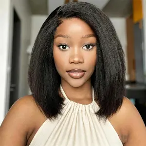 Mscoco Kinky Straight Bob Half Wig Natural Blowout Flip Over Install Glueless Beginner-Friendly Half wig