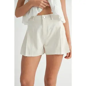 MABLE Pleated High Waist Twill Shorts