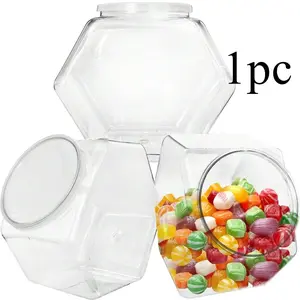Transparent Plastic Snack Container, 78 Oz Capacity, Hexagonal Shape with Lid, Ideal for Kitchen Countertop, Candy Buffet, Home Storage Box
