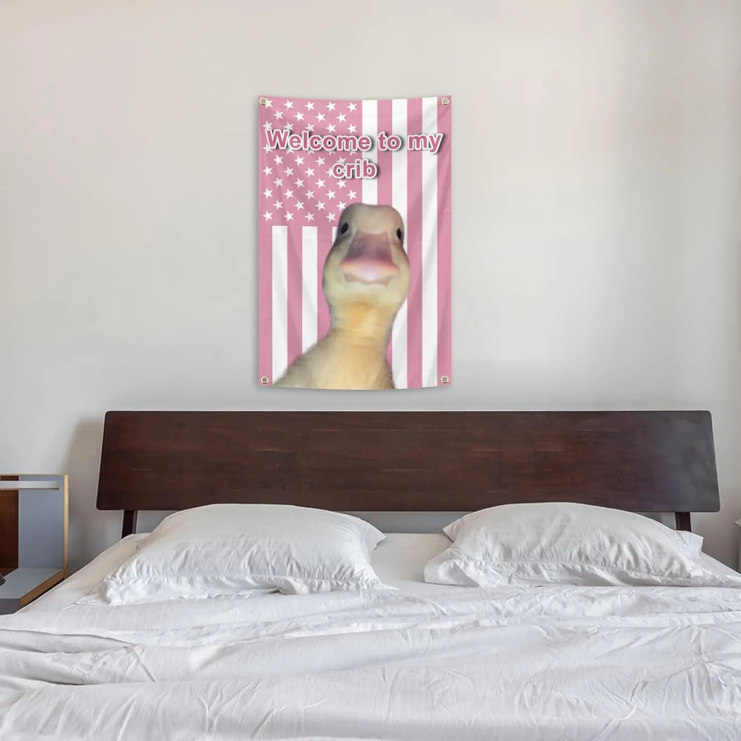 Pink Duck Welcome to My Crib Funny Flag - Chic Housewarming Decor Accessory, Indoor Room Decorations, Outdoor Garden Porch Deck Lawn Accent, Home Supplies Tapestry bedroom decor leopard room decor stuff for your room cheap anime room decor tapestry