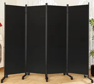 Portable Room Divider - 4 Panel Folding Privacy Screens | Freestanding Fabric Room Divider with Wheels for Home, Office & Hospital - Versatile Partition for Room Separation Furniture Interior summergarden