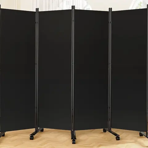 Portable Room Divider - 4 Panel Folding Privacy Screens | Freestanding Fabric Room Divider with Wheels for Home, Office & Hospital - Versatile Partition for Room Separation Furniture Interior