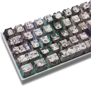 PBT Anime Keycaps - 108 Keys, XVX Japanese Backlit Keycaps, OEM for 61/87/104/108 Cherry MX Switches Mechanical Keyboard (Black Anime)