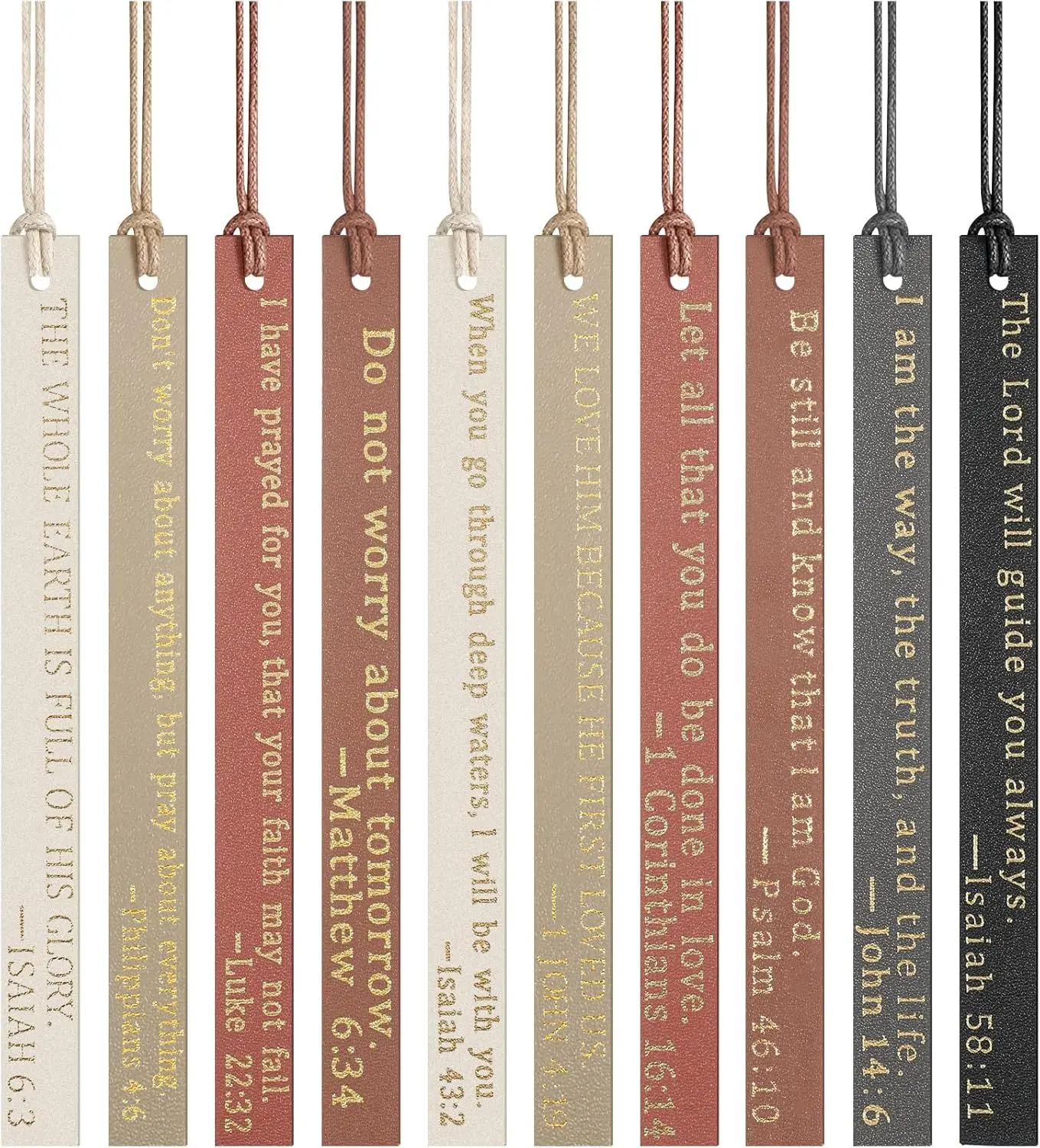 10 Pcs Christian Bookmarks for Women Leather Bookmarks Handmade Bible Christian Gifts for Women Book Lovers Readers Church Book Club(Black Brown)