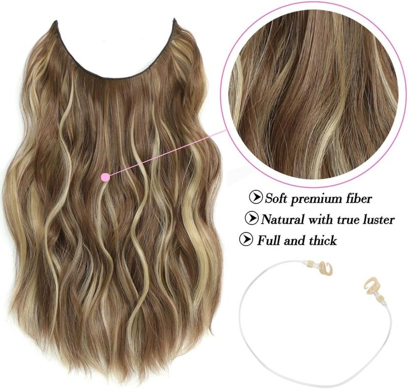 12inch Hair Extension Wavy Clip In Hair Extensions Invisible Wire Synthetic Hair Pieces For Women Daily Wear