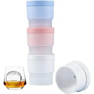 Ice Ball Molds, Set of 3 or 6,Slow-Melting Stackable Large Ice Cube Maker,2.5 Inch big Ice Spheres for Whiskey Cocktails Juice Beverages Bourbon