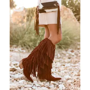 DINGO STEVI FRINGE BOOTS- DEEP RUST